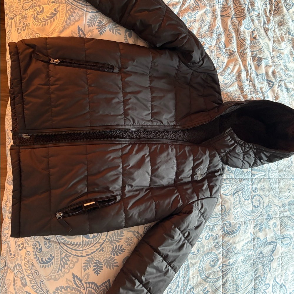 The North Face Black Puffer Jacket with a hood.  Cold Weather Essential